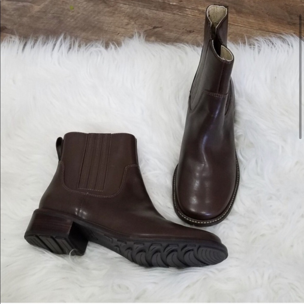 Brown Square Toe Ankle Boots